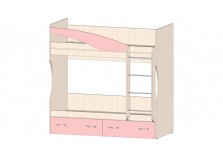 Буратино (розовый) Кровать 2-х ярусная (2 сп.места: 80х186)