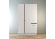 Лофт (капри) Шкаф 1200 3-дверный с ящиками (полки, штанга) (белый)