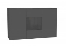 Point (Поинт) (серый графит) ТИП-1.2 Комод (3 двери, с подсветкой стеклянных полок)