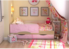 Алиса (дельфин) Кровать детская с защитным бортиком (с осн., б/м, сп.м. 800х1600) (розовый)