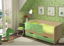 Алиса (дельфин) Кровать детская с защитным бортиком (с осн., б/м, сп.м. 800х1600) (зеленый)