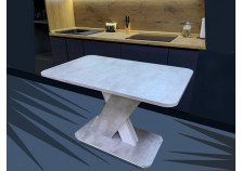 Аврора (цемент/белый) Стол обеденный раздвижной